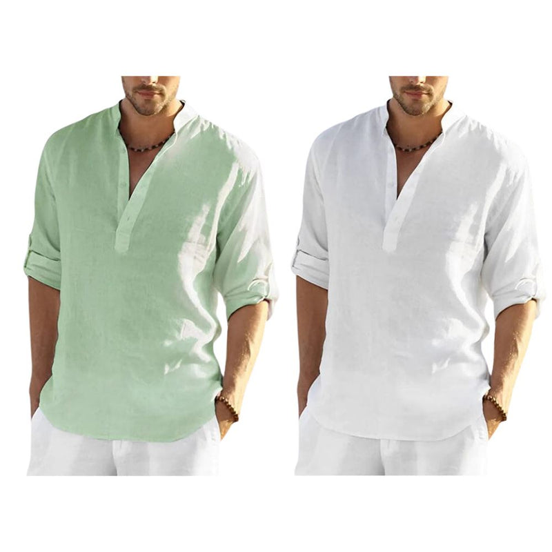 Camisa Masculina Bata Panamá [COMPRE 1 LEVE 2] Roupas (Camisa Masculina 2) Dm Stores P Verde/Branca 