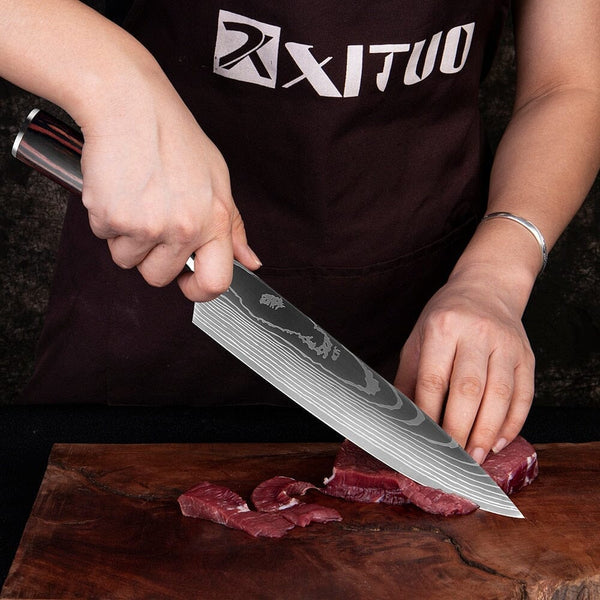 Kit 4 facas em Aço Damasco Japonês Force Platinum Cozinha (Faca 1) Dashui 