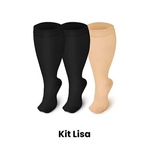 Meias de Compressão ConfortLife Plus Size (Kit 3 Pares) Roupas (Meias 2) Dashui KIT LISA XX 